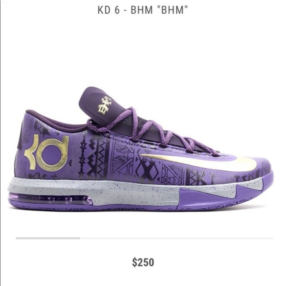 Nike KD 6 "BHM" Kevin Durant Black History Month Low Top Sneakers Size 4.5 Youth